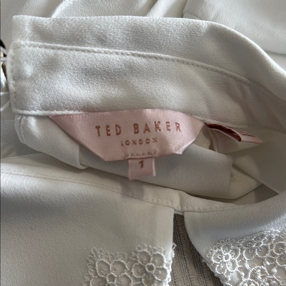 Ted Baker London White Fitted Lace Embellished Blouse Size 4 - Picture 3 of 7